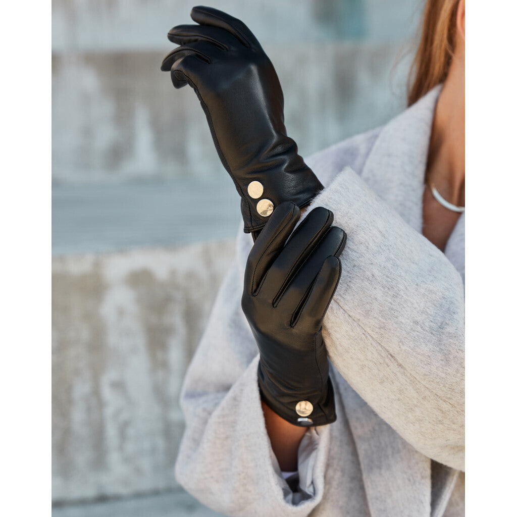 DEPECHE Leather gloves with beautiful buttons Gloves 097 Gold