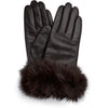 DEPECHE Leather gloves with faux fur Gloves 008 Chocolate