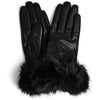 DEPECHE Leather gloves with faux fur Gloves 099 Black