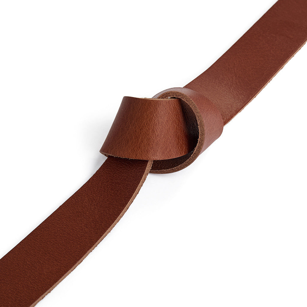 DEPECHE Leather jeans belt with eyelet details Belts 014 Cognac