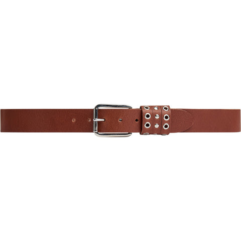 DEPECHE Leather jeans belt with eyelet details Belts 014 Cognac