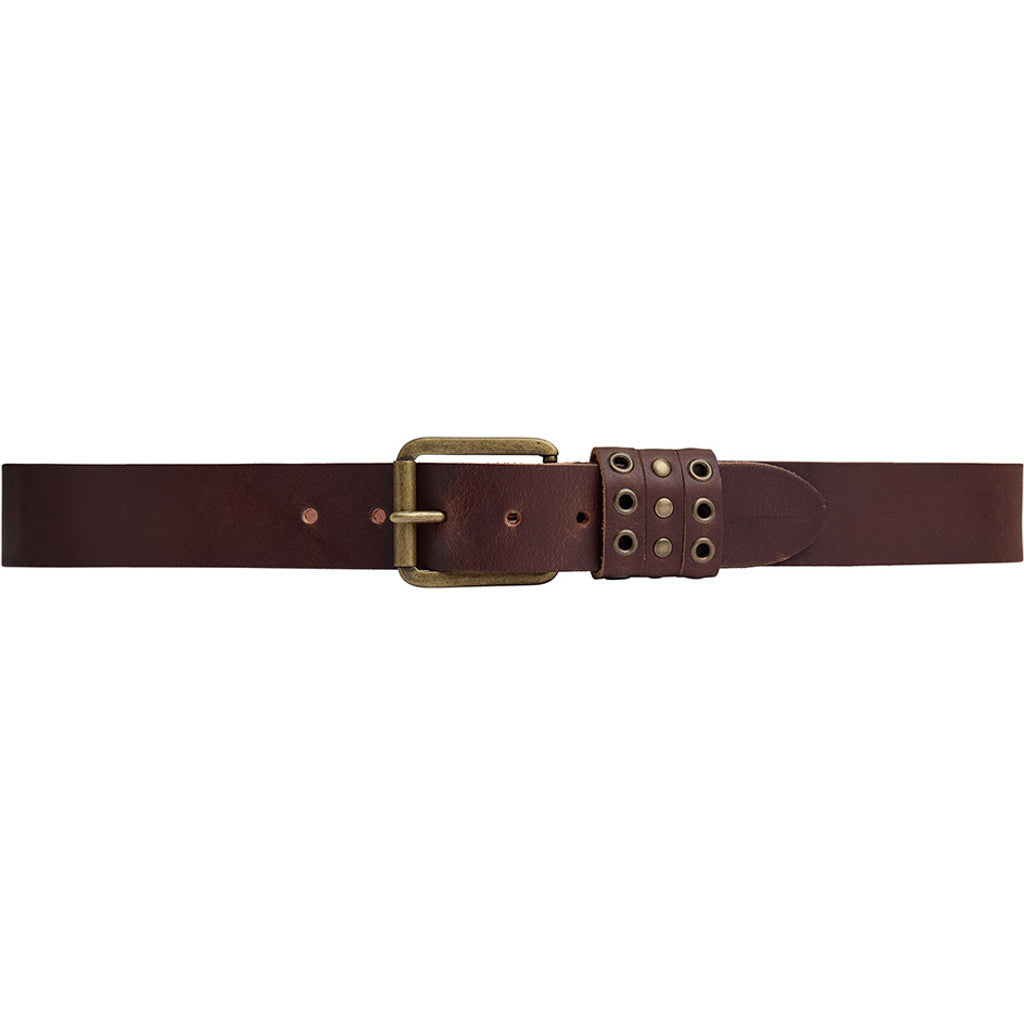 DEPECHE Leather jeans belt with eyelet details Belts 161 Dark brown