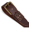 DEPECHE Leather jeans belt with eyelet details Belt 161 Dark brown