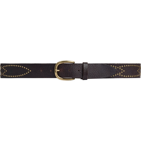 DEPECHE Leather jeans belt with studs Belts 161 Dark brown