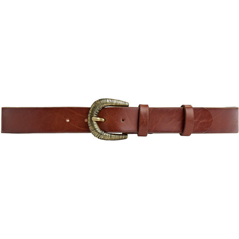 DEPECHE Leather jeans belt with vintage texture Belts 014 Cognac