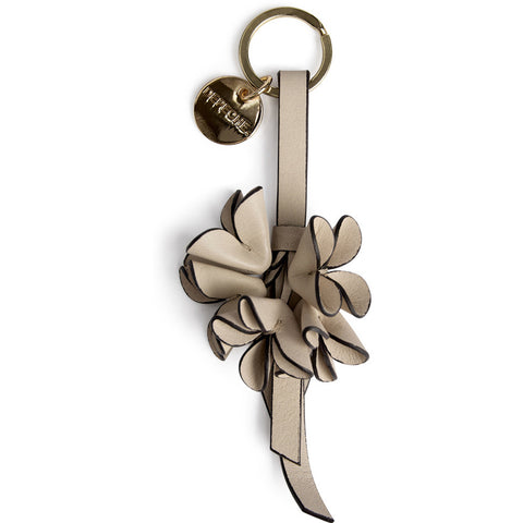 DEPECHE Leather keyring with decorative flowers Accessories 177 Cream
