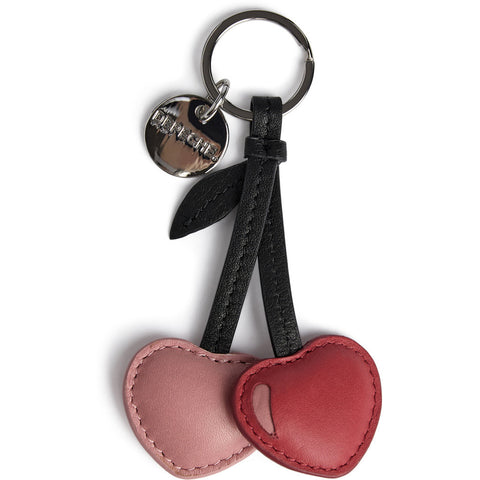 DEPECHE Leather keyring with decorative hearts Accessories 043 Red