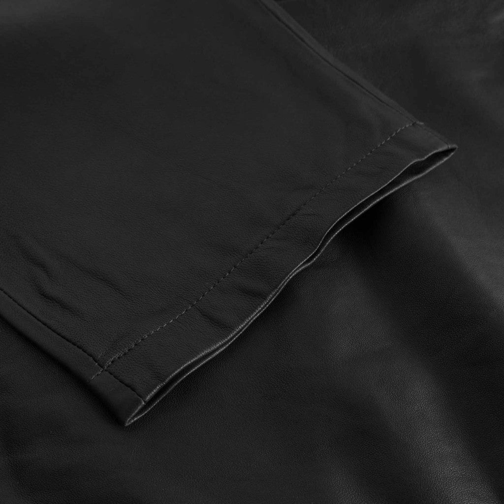 Depeche leather wear Leather pants decorated with pocket on front Pants 099 Black