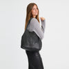 DEPECHE Leather shopper bag in a soft and wearable quality Shopper 099 Black