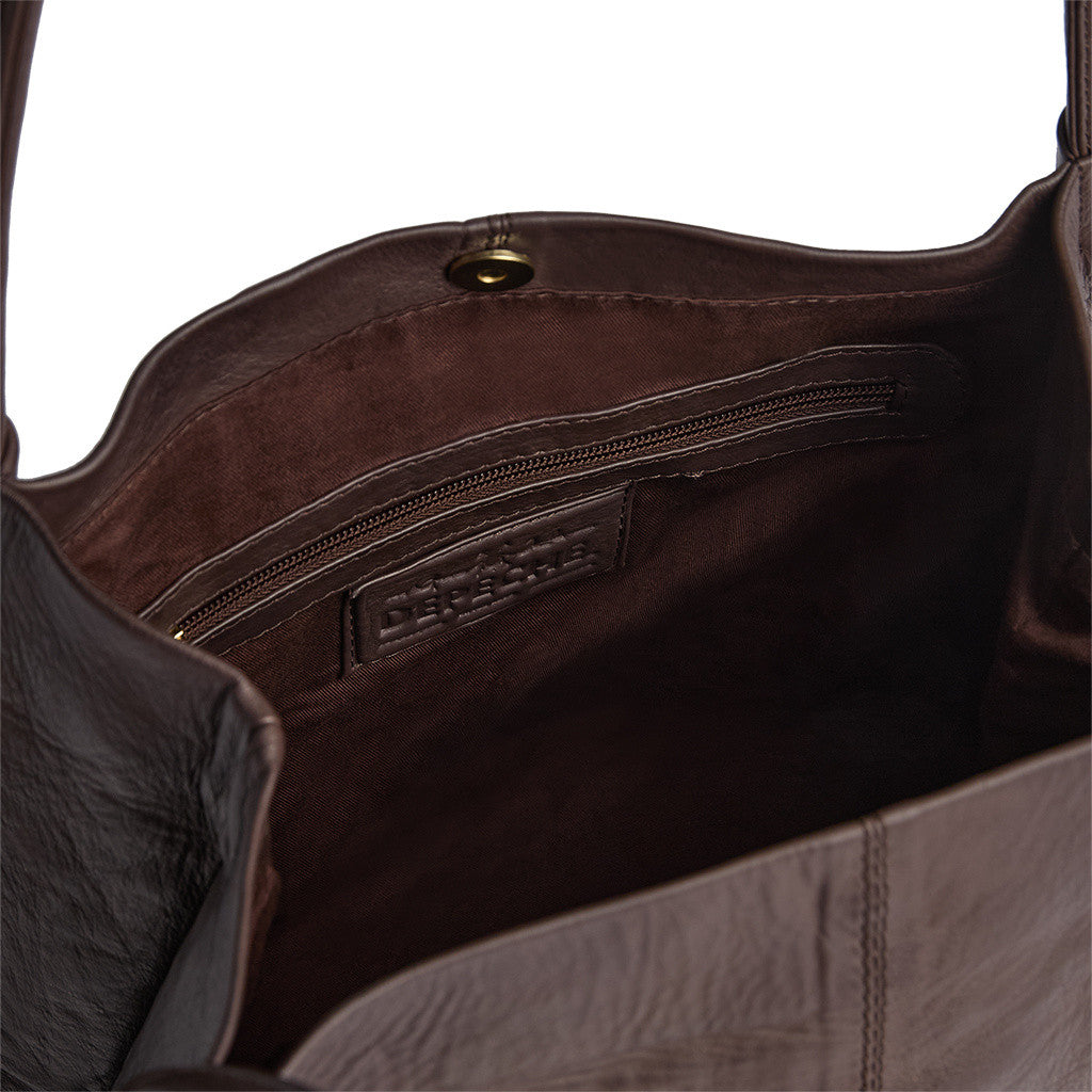 DEPECHE Leather shopper bag in a soft and wearable quality Shopper 106 Coffee