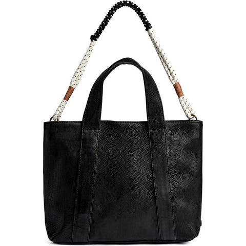 DEPECHE Leather shopper with boho rope strap Shopper 099 Black