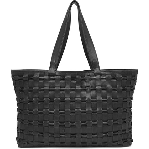 DEPECHE Leather shopper with finest hand-braided design Shopper 099 Black (Nero)