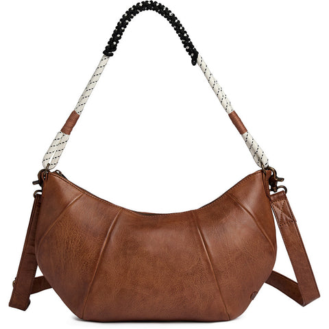 DEPECHE Leather shoulderbag with boho rope strap Shoulderbag / Handbag 040 Dark cognac