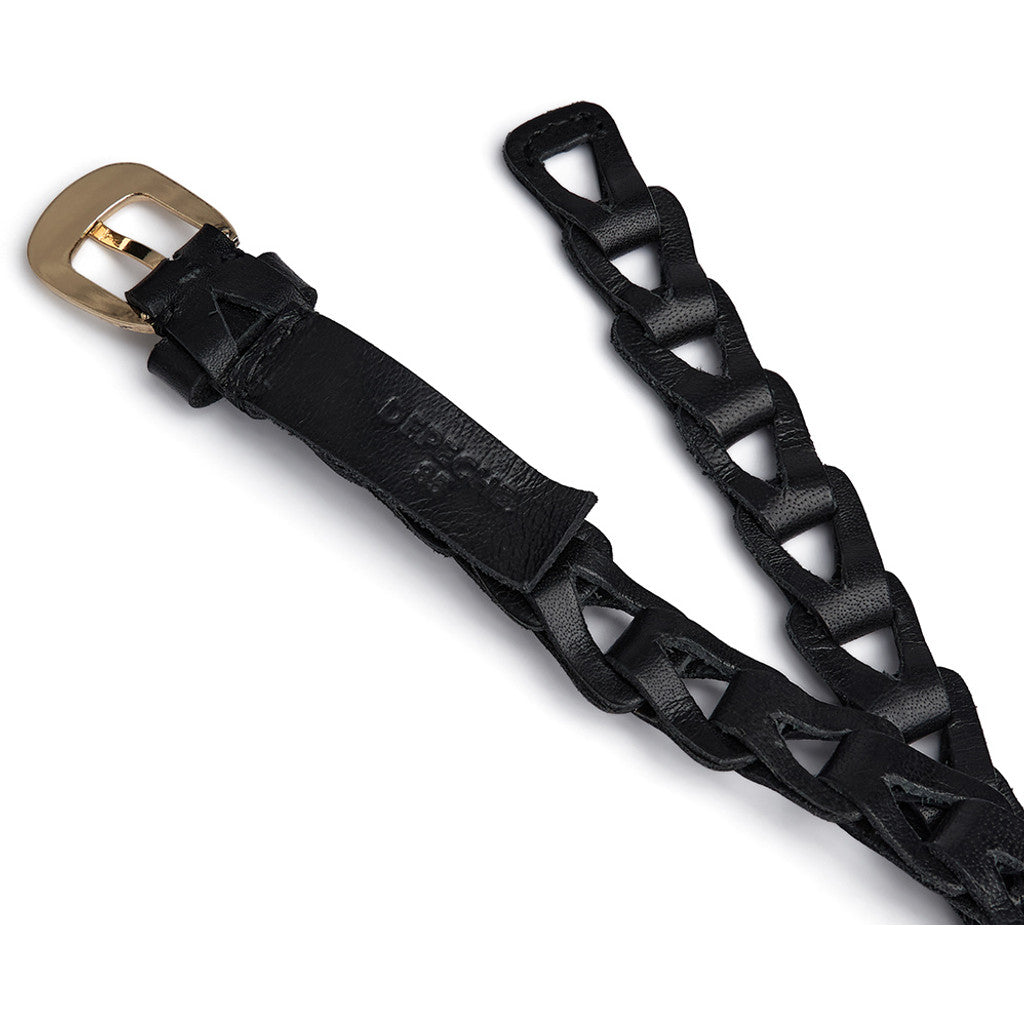 DEPECHE Leather waist belt with perforated design Belt 190 Black/Gold