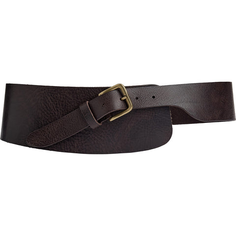 DEPECHE Leather waist belt with statement shape Belts 161 Dark brown