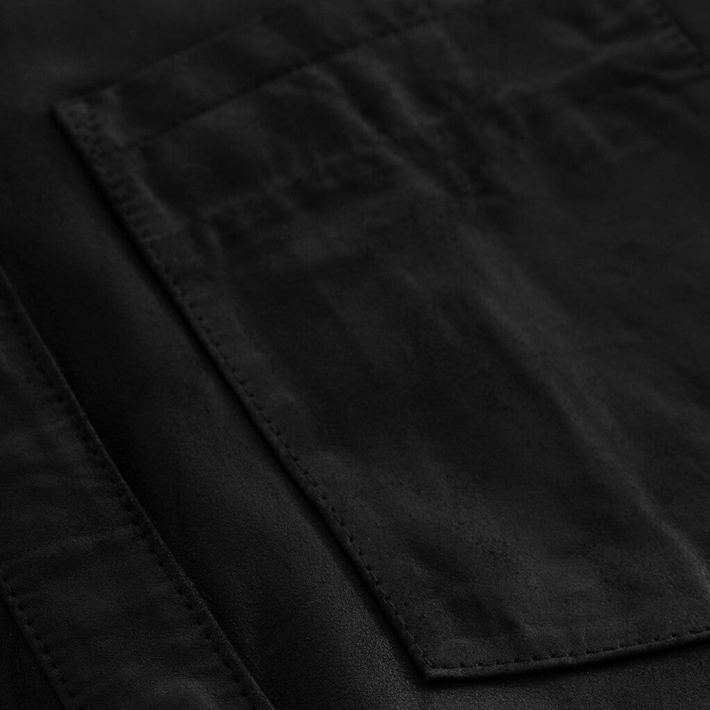 Depeche leather wear Long Tielde leather shirt in soft quality Shirts 099 Black (Nero)