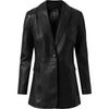 Depeche leather wear Long blazer jacket in soft leather Jackets 099 Black (Nero)