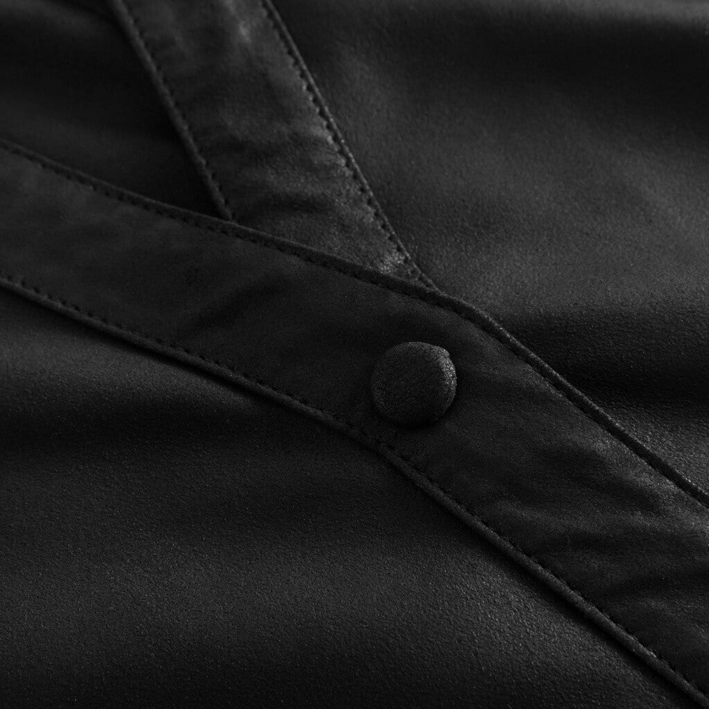 Depeche leather wear Long shirt/dress in lovely and soft leather quality Dresses 099 Black (Nero)