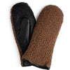 DEPECHE Mittens in leather and teddy Gloves 173 Chestnut