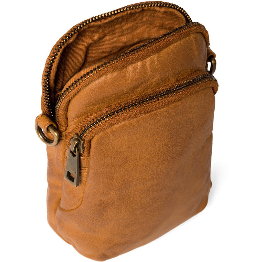 DEPECHE Mobile bag in soft vintage look leather Mobilebag 014 Cognac