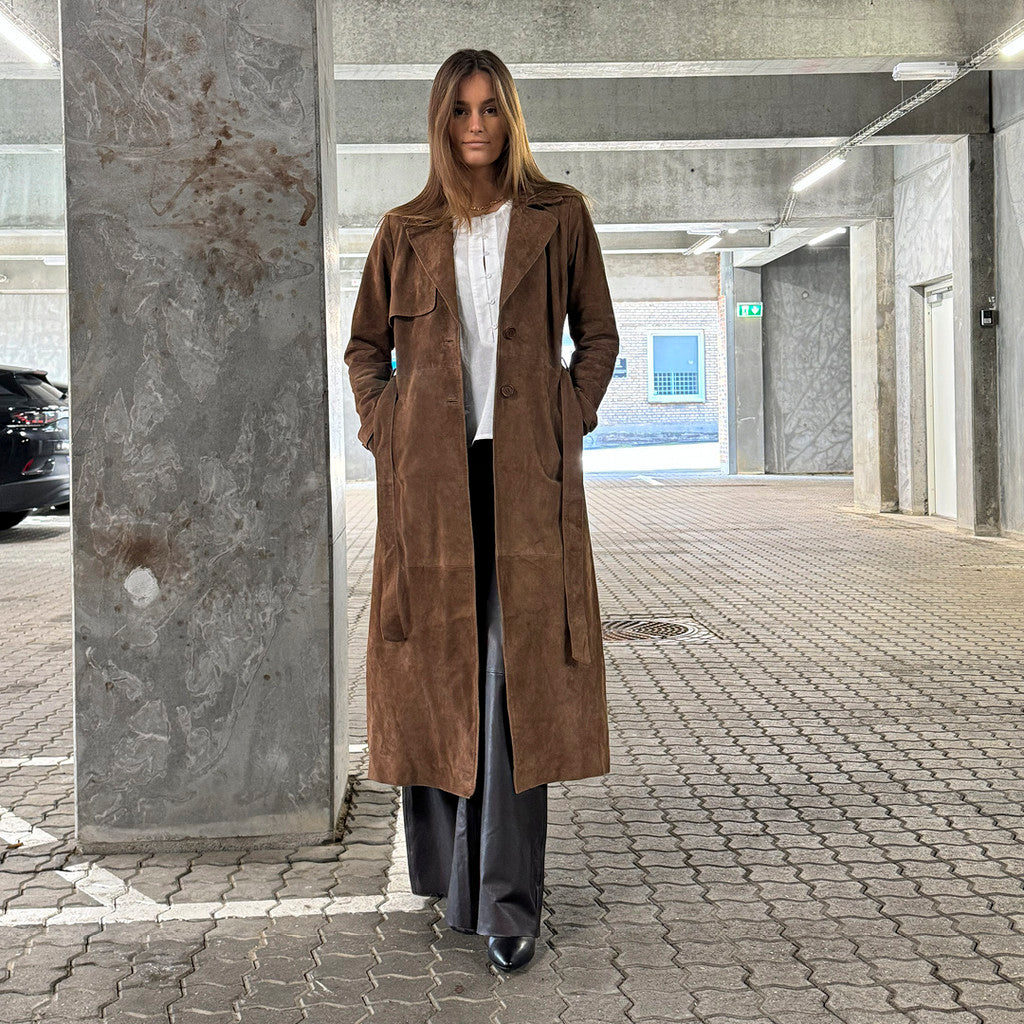 Depeche leather wear Naomi suede trench coat Jacket 311 Wood