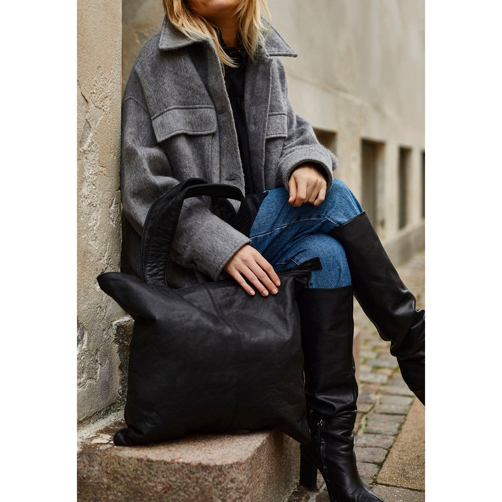 DEPECHE Oversize shopper bag in vintage look Shopper 099 Black