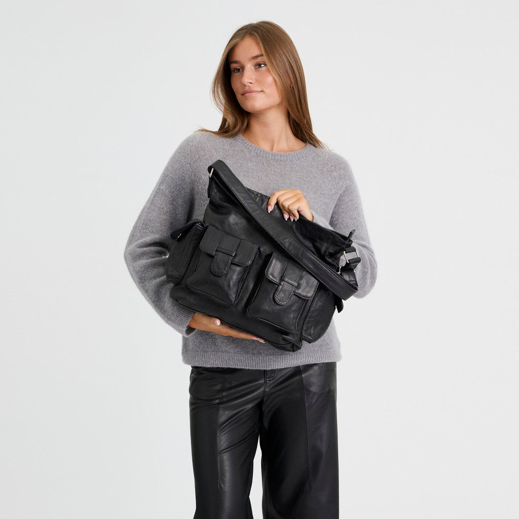 DEPECHE Powerfield sheep leather shopper Shopper 099 Black