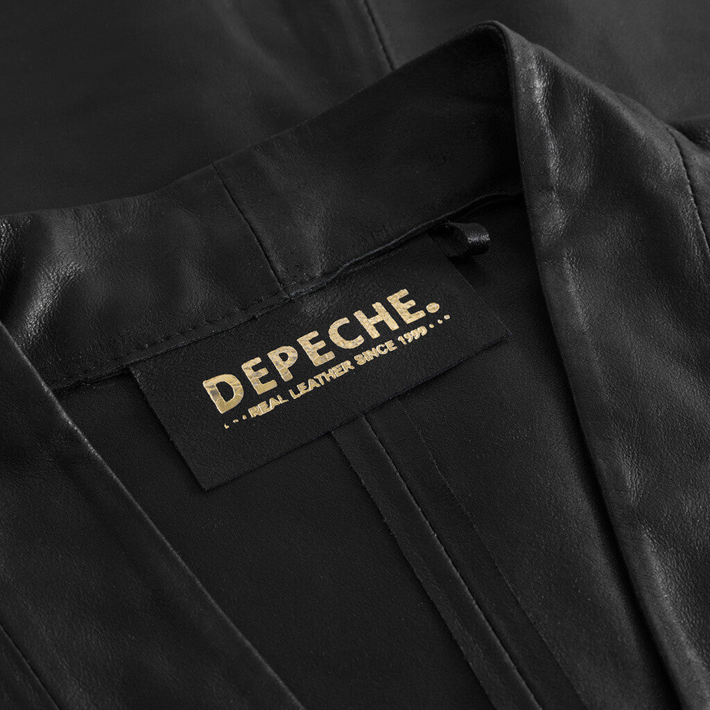 Depeche leather wear Pretty Tirsa leather blouse with v-neck Blouse 099 Black (Nero)