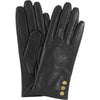 DEPECHE Pretty leather glove with buttons on side Gloves 190 Black/Gold