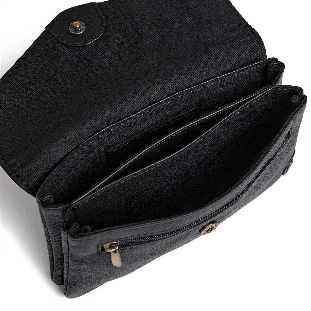 DEPECHE Purse/waist bag in soft leather and timeless design Purse / Credit card holder 154 Black/Brass