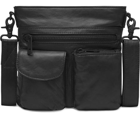 DEPECHE Raw and nice crossbody bag in soft leather Cross over 226 Black / Black
