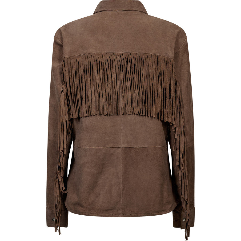 Depeche leather wear Sharon Suede Fringes Shirt Shirt 338 Walnut Brown