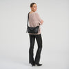 DEPECHE Sheep leather crossover bag with ruched strap Cross over 099 Black