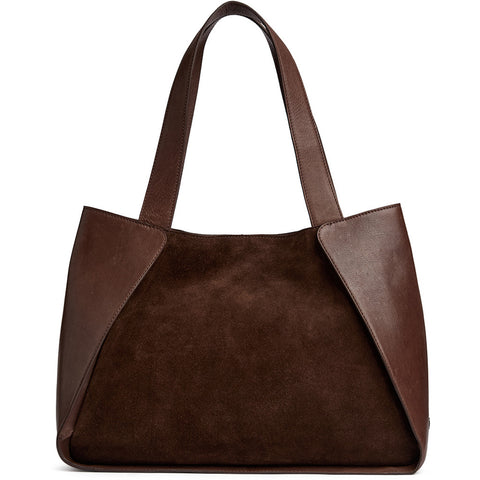 DEPECHE Shopper bag in suede and cow leather Shopper 008 Chocolate