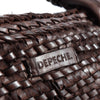 DEPECHE Shopper leather bag decorated with weaving Shopper 008 Chocolate