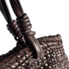 DEPECHE Shopper leather bag decorated with weaving Shopper 008 Chocolate