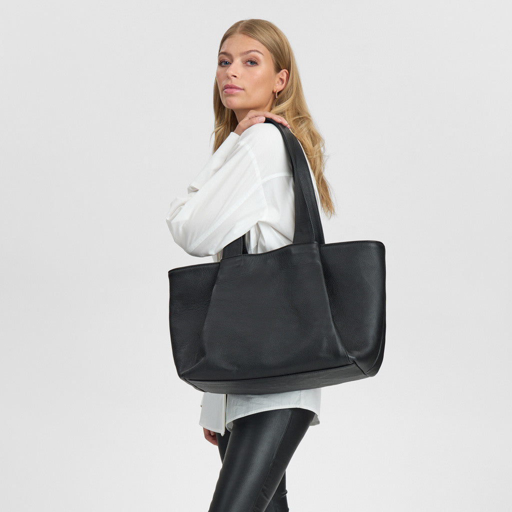 DEPECHE Shopper with leopard lining Shopper 099 Black (Nero)