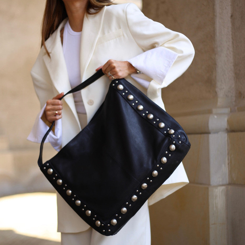 DEPECHE Shopper with studs Shopper 099 Black (Nero)
