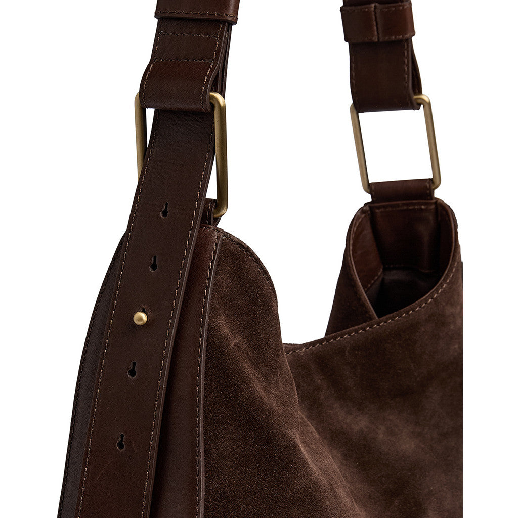 DEPECHE Shoulder bag in suede and cow leather Shoulderbag / Handbag 008 Chocolate