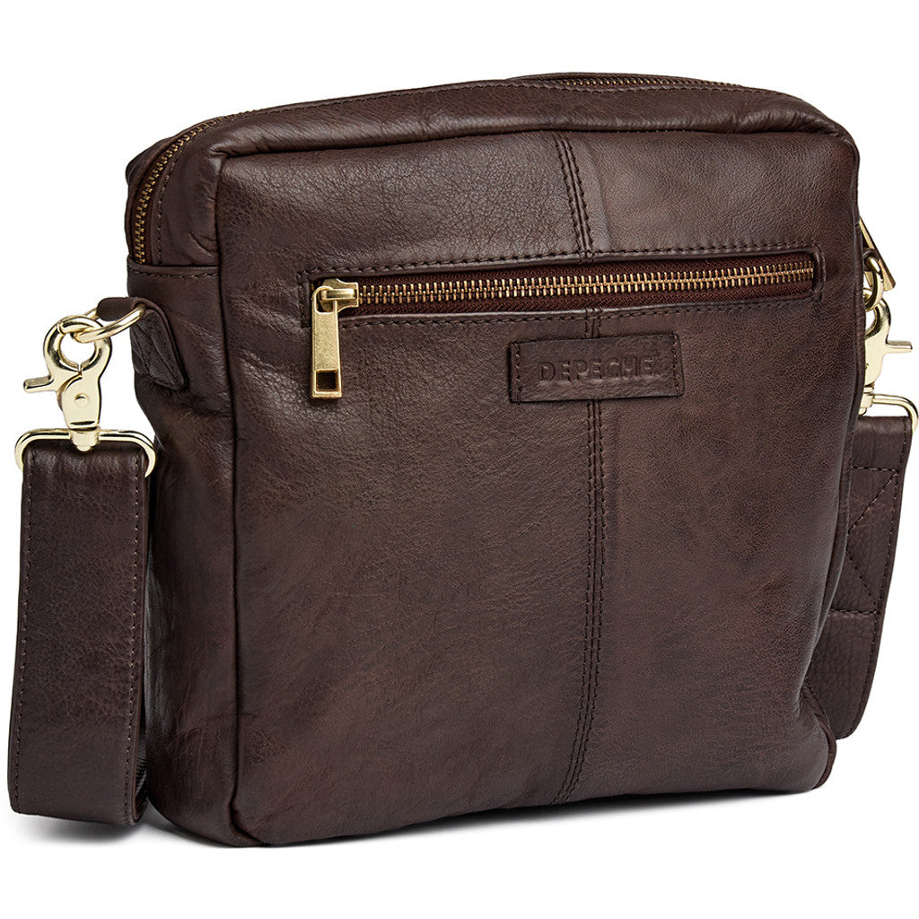 DEPECHE Simple crossover bag in beautiful leather Cross over 106 Coffee