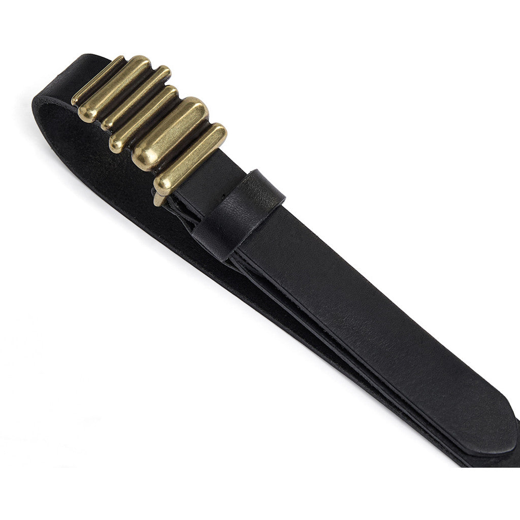 DEPECHE Slim classic leather belt Belts 154 Black/Brass