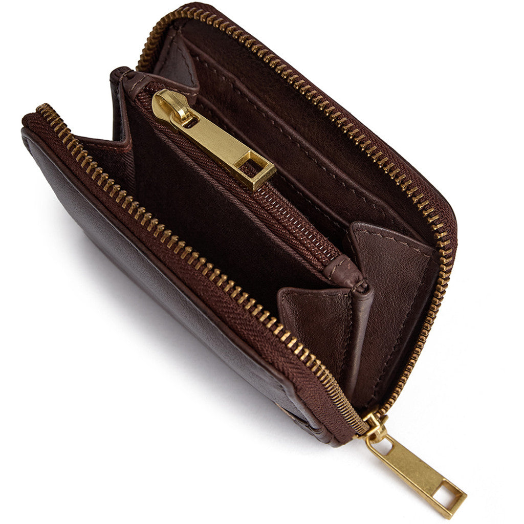 DEPECHE Small simple wallet in soft leather Purse / Credit card holder 106 Coffee