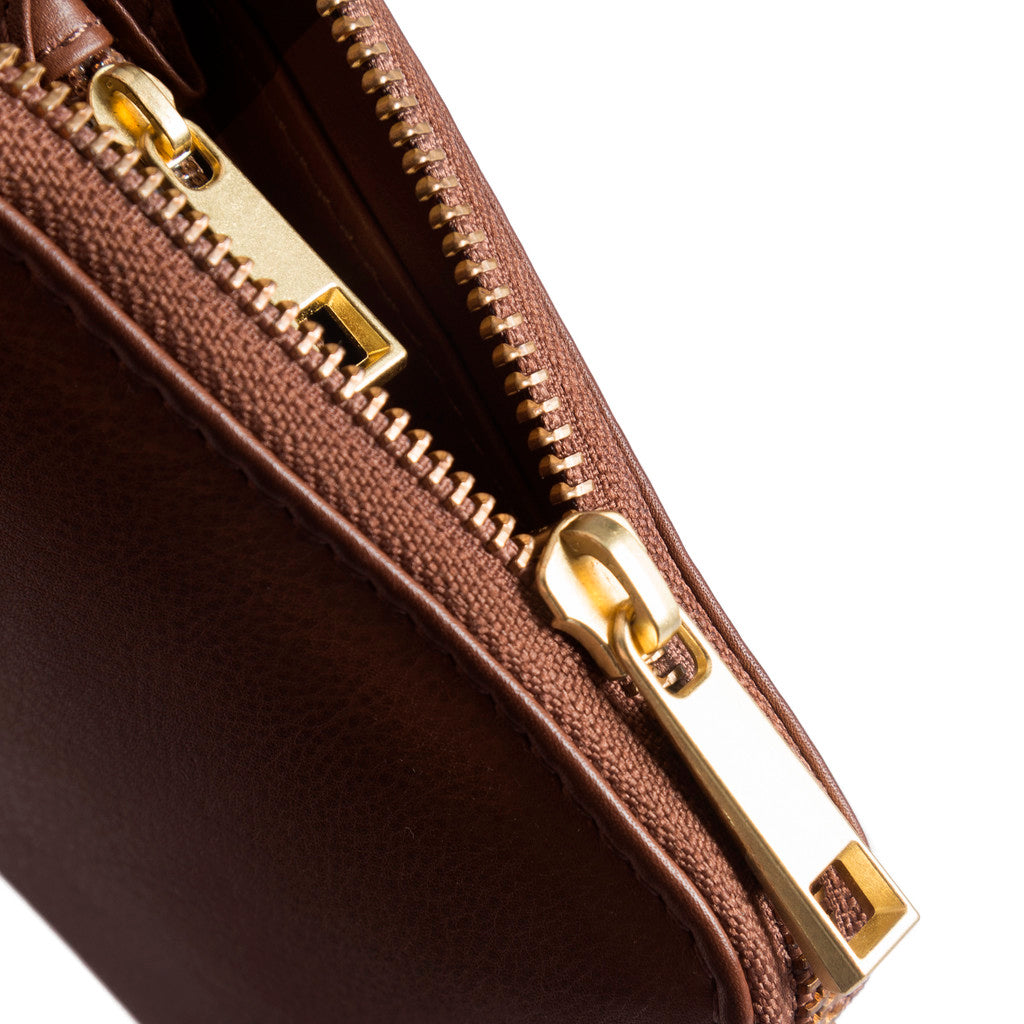 DEPECHE Small simple wallet in soft leather Purse / Credit card holder 133 Brandy