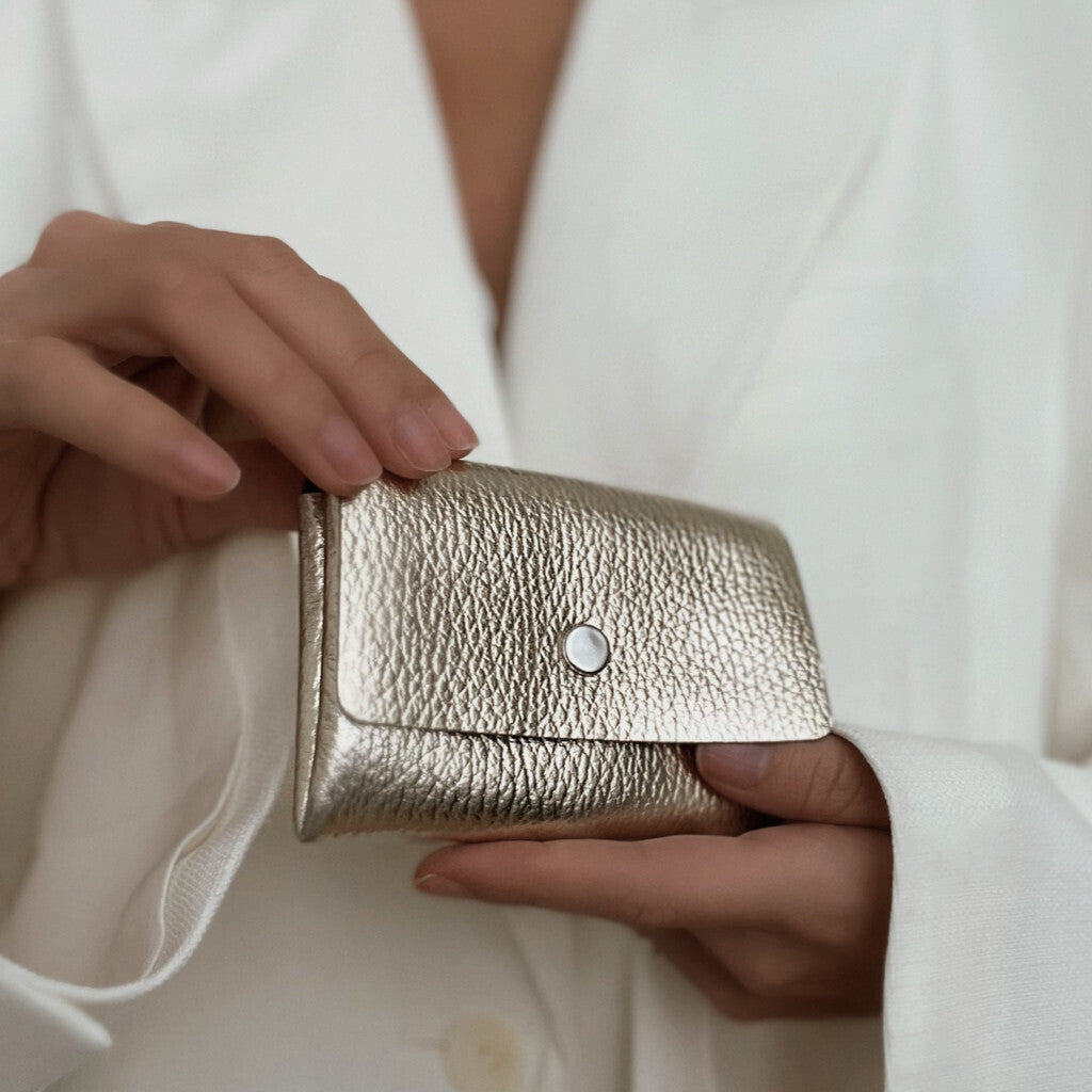 DEPECHE Wallet/credit card holder in soft leather Purse / Credit card holder 108 Champagne