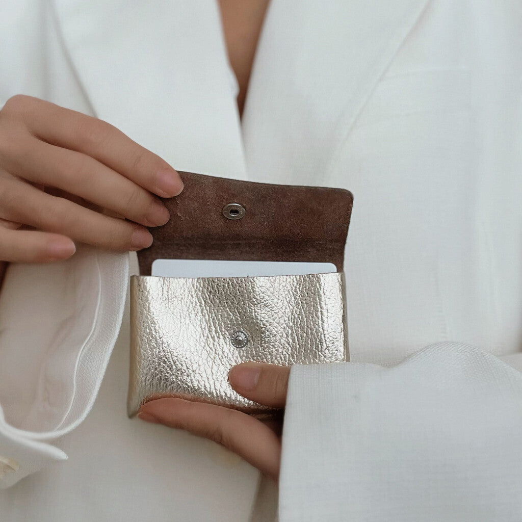 DEPECHE Wallet/credit card holder in soft leather Purse / Credit card holder 108 Champagne