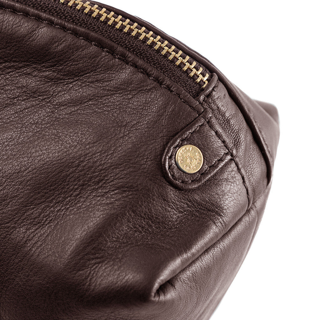 DEPECHE Soft and spacious leather cosmetic bag Accessories 258 Winter Brown / Brass