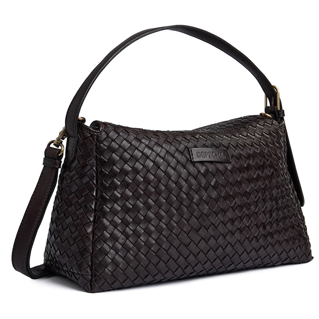 DEPECHE Sofya handwoven calf leather crossover Cross over 161 Dark brown