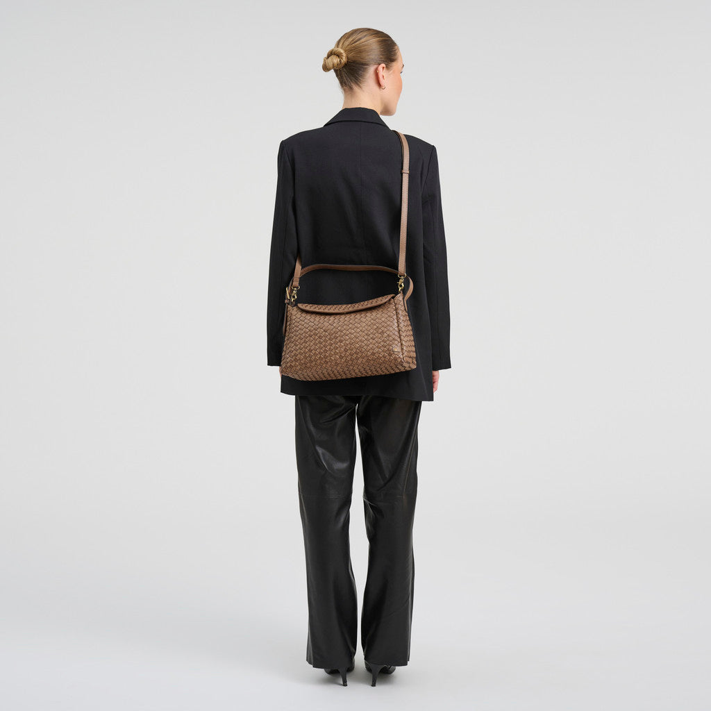 DEPECHE Sofya handwoven calf leather crossover Cross over 250 Dark Taupe