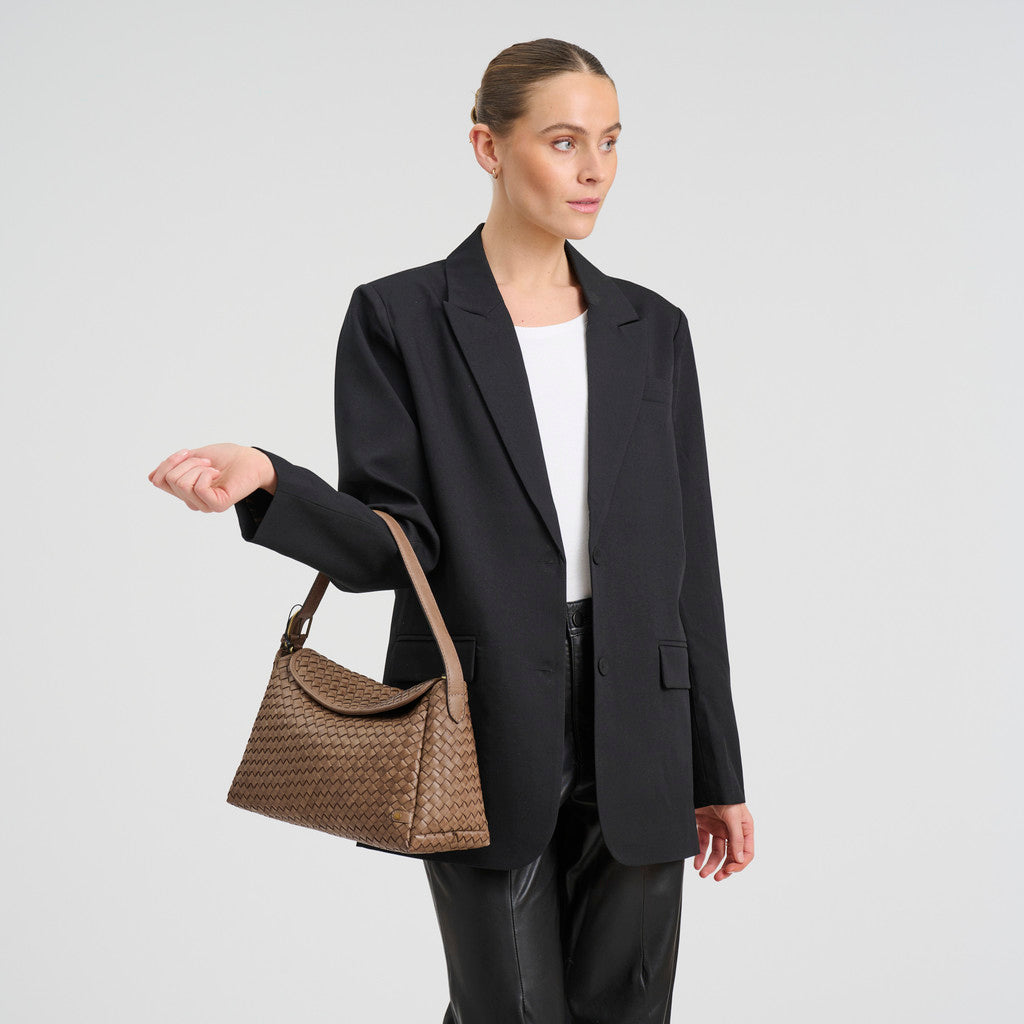 DEPECHE Sofya handwoven calf leather crossover Cross over 250 Dark Taupe