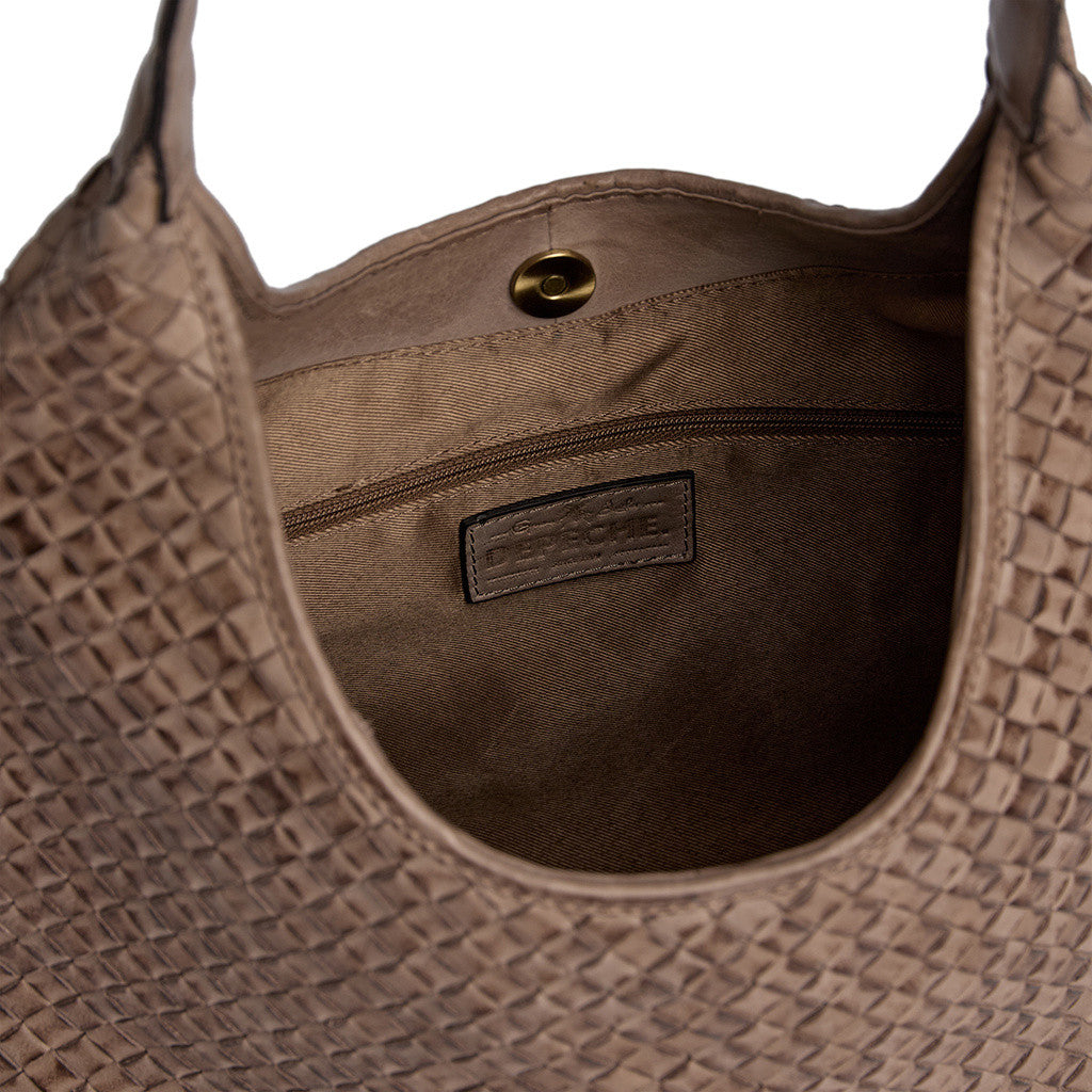 DEPECHE Sofya handwoven leather shoulder bag Shoulderbag / Handbag 250 Dark Taupe